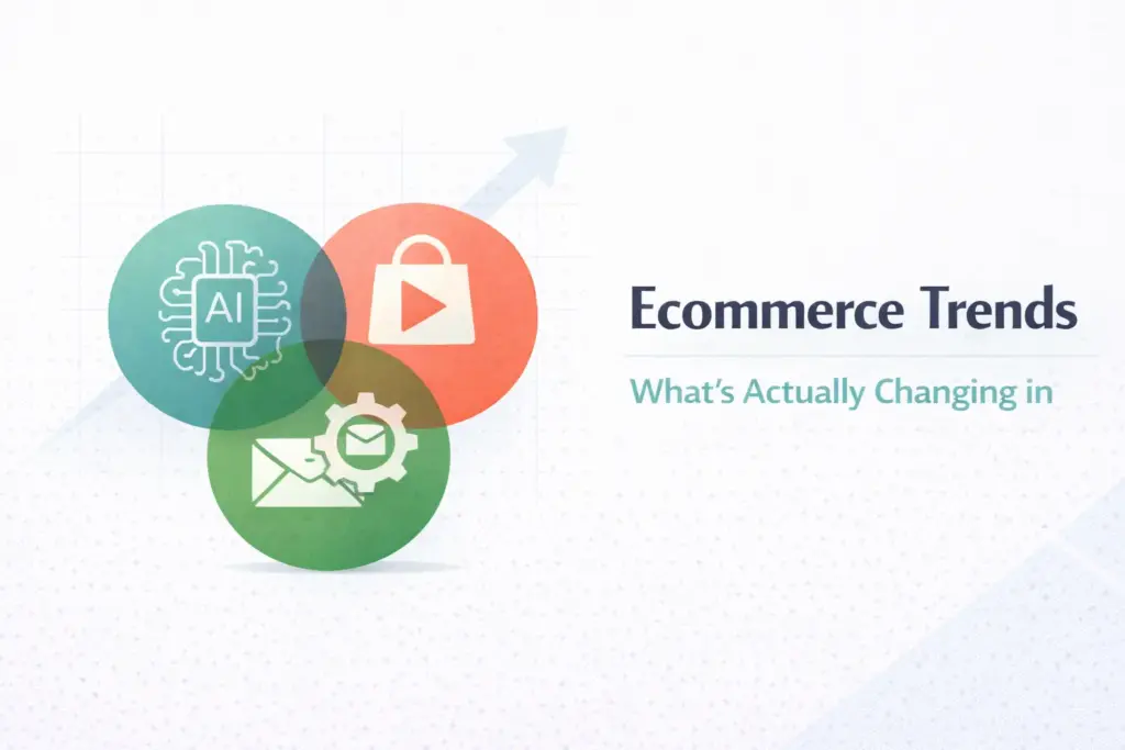 Ecommerce trends strategy guide covering AI discovery social commerce and marketing automation for online sellers