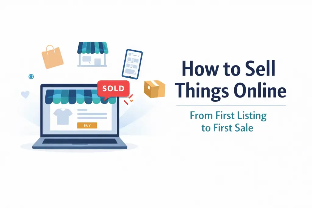 How to sell things online guide covering where to sell how to price and getting your first sale