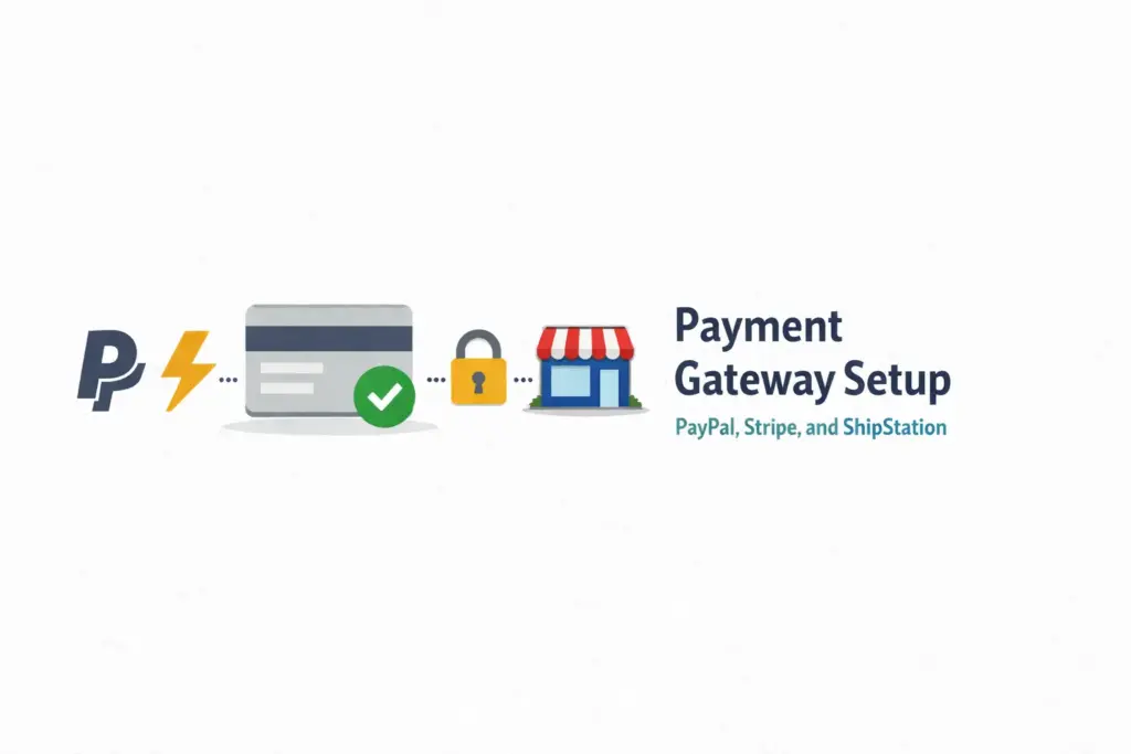 Payment gateway setup guide covering PayPal ShipStation Stripe and ecommerce payment processing for online stores