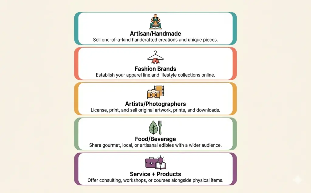 Five ideal seller profiles for Squarespace ecommerce from artisan makers to food brands