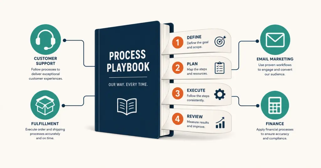SOP playbook distributing standardized processes to different ecommerce team roles
